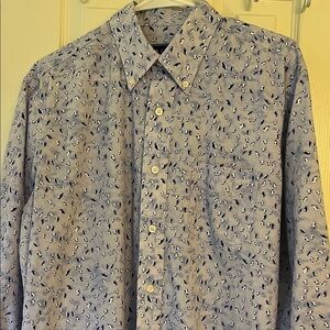 Elegant Blue Penguin Patterned Men's Shirt